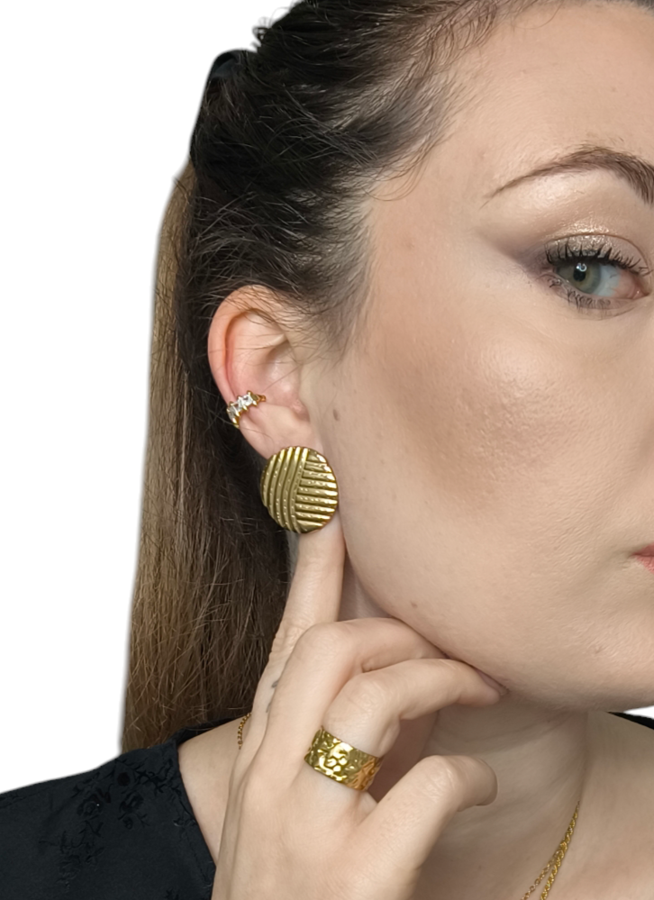ORECCHINI BOTTONE STRIATO