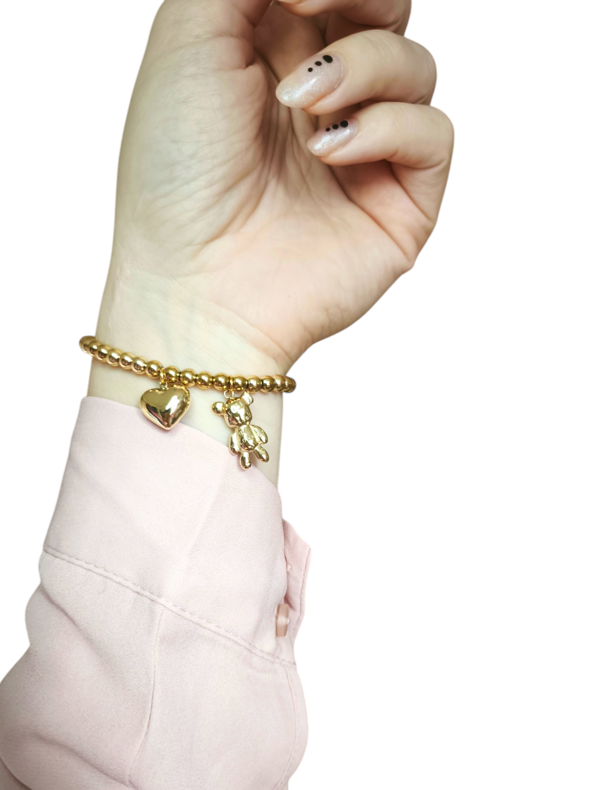 BRACCIALE SFERE CUORE E ORSETTO