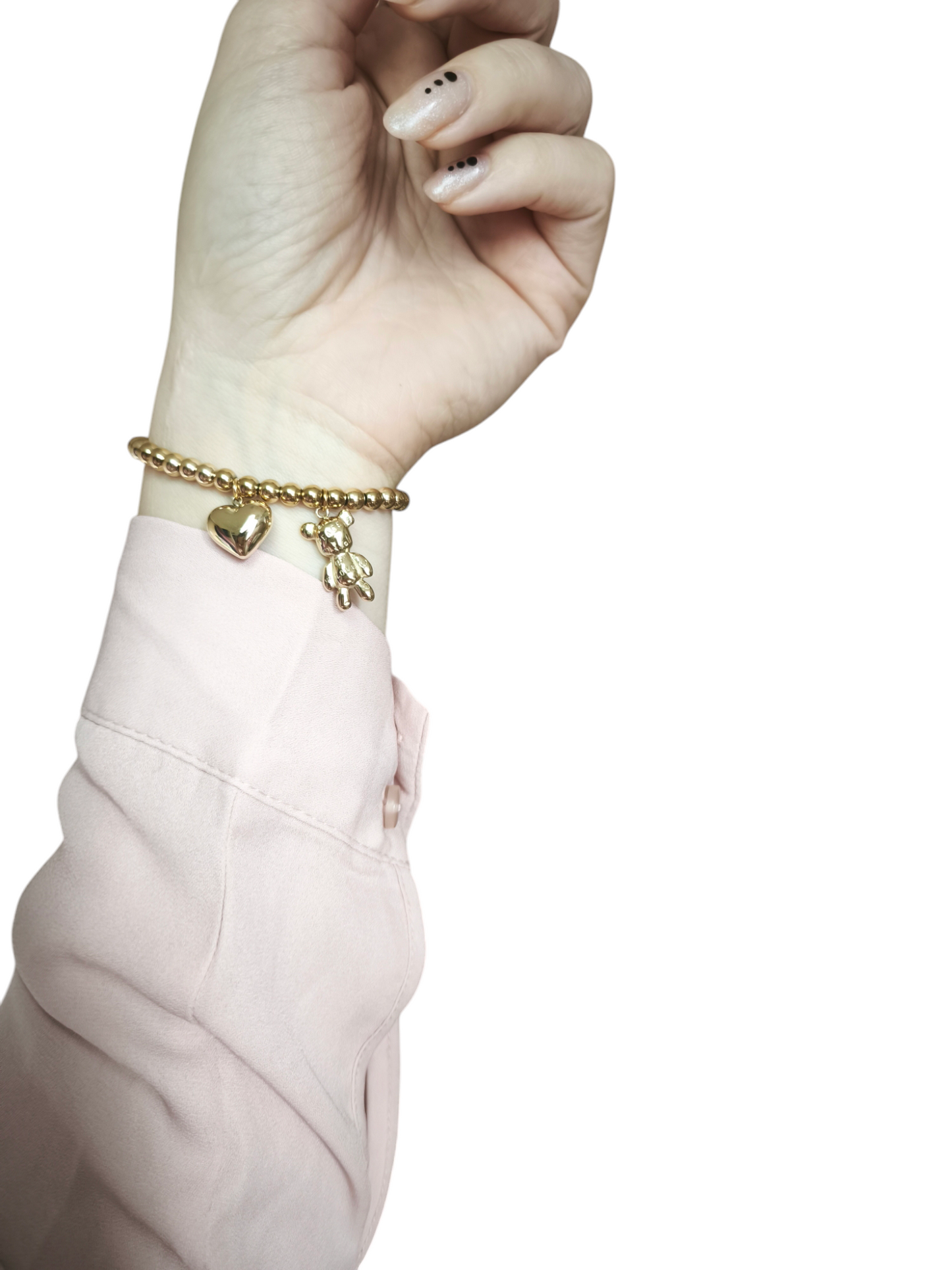BRACCIALE SFERE CUORE E ORSETTO