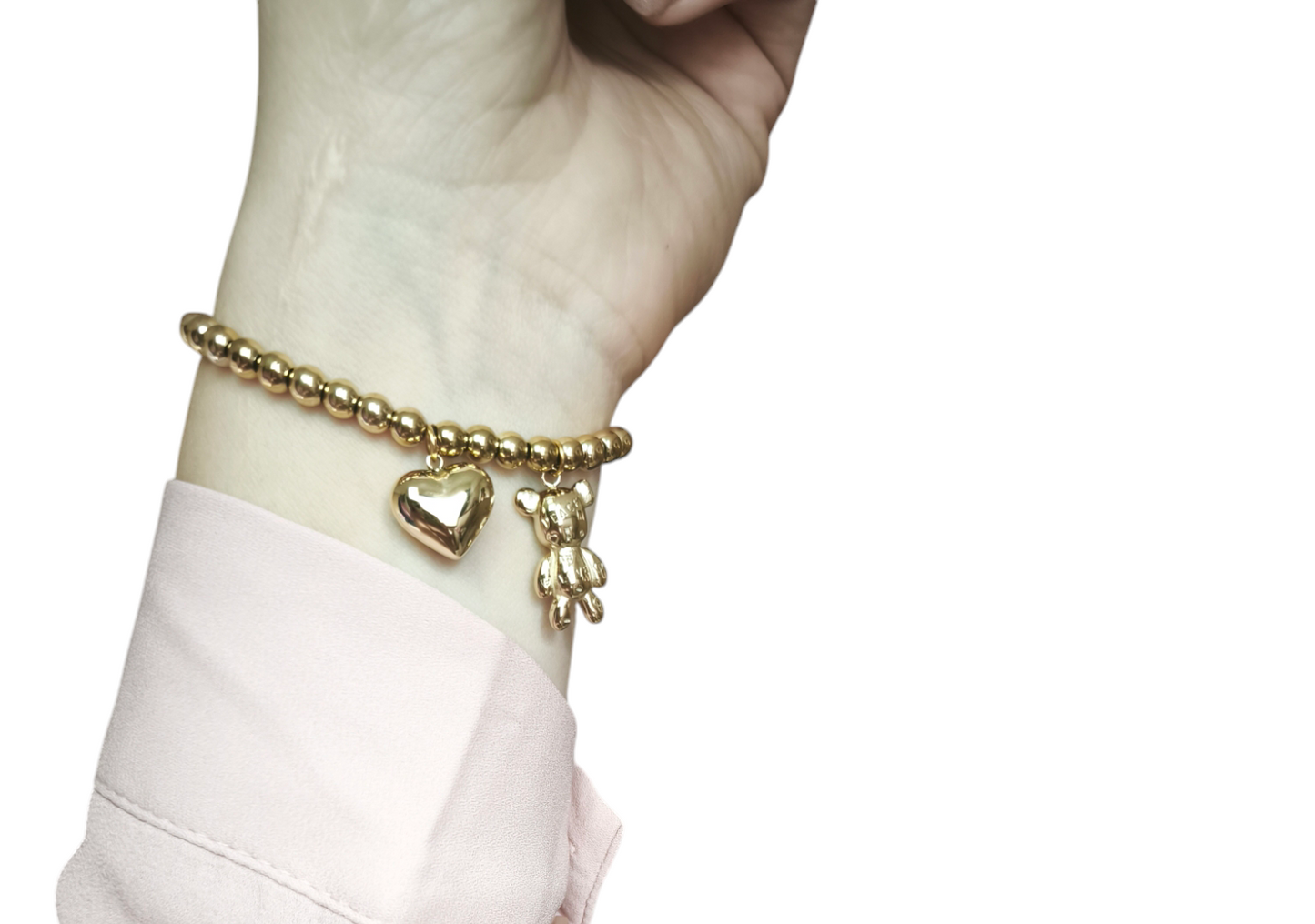 BRACCIALE SFERE CUORE E ORSETTO