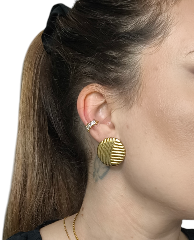 ORECCHINI BOTTONE STRIATO