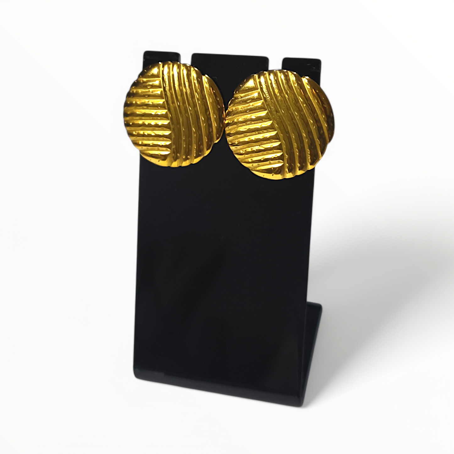 ORECCHINI BOTTONE STRIATO