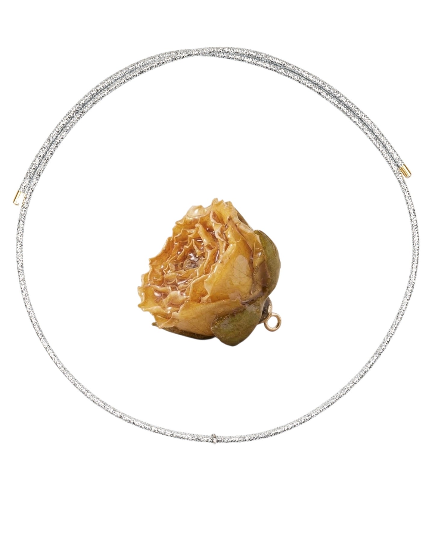 CIONDOLO BOCCIOLO DI ROSA DI RITA CHAMPAGNE CON COLLANA MAGNETICA