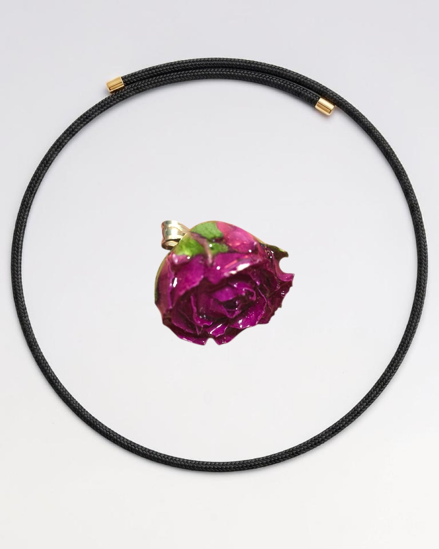 CIONDOLO BOCCIOLO DI ROSA DI RITA FUCSIA CON COLLANA MAGNETICA