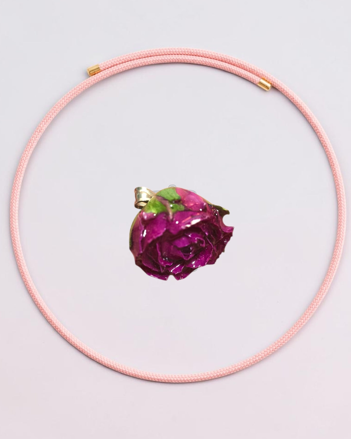CIONDOLO BOCCIOLO DI ROSA DI RITA FUCSIA CON COLLANA MAGNETICA