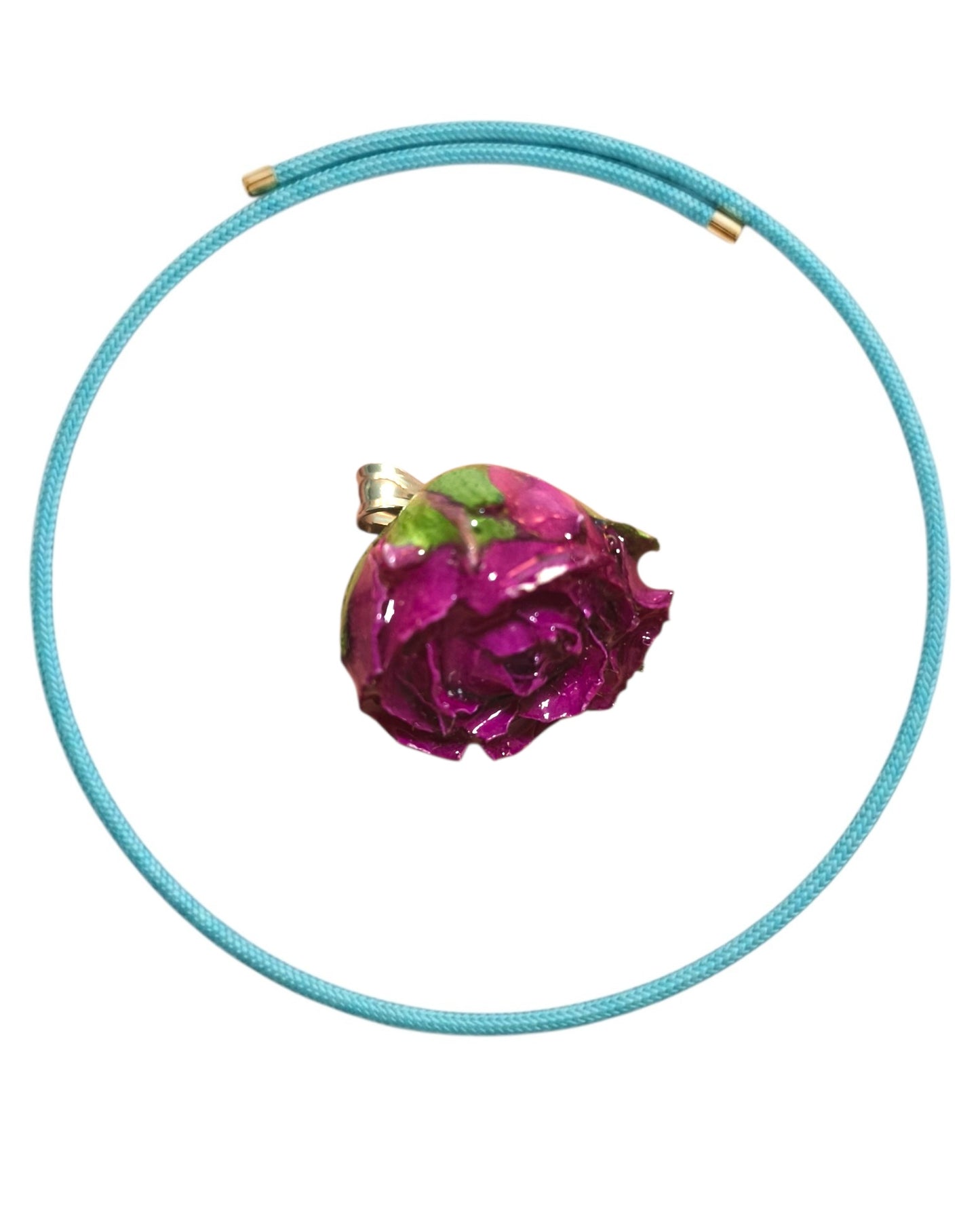 CIONDOLO BOCCIOLO DI ROSA DI RITA FUCSIA CON COLLANA MAGNETICA